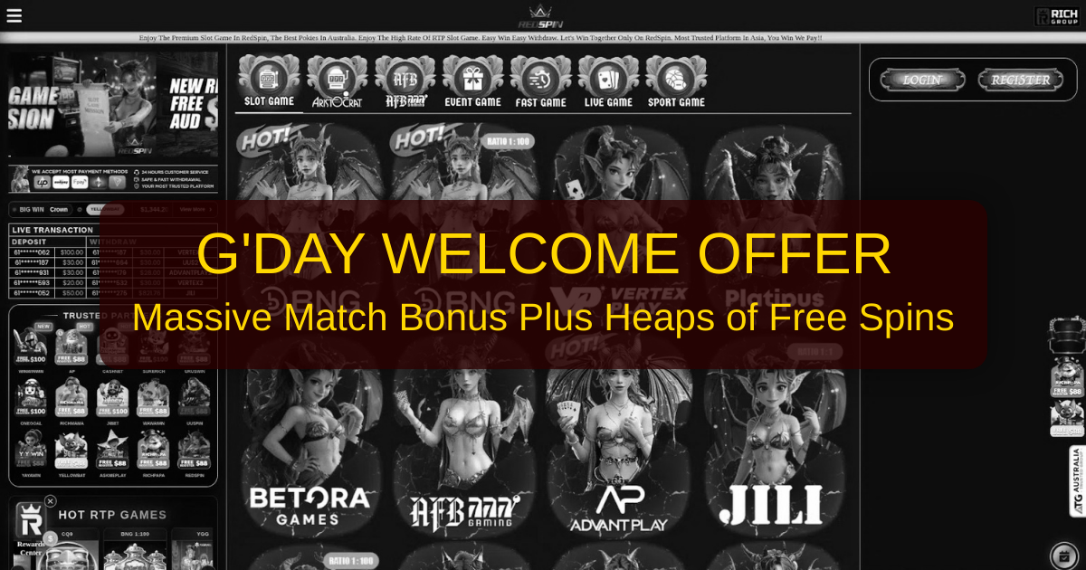 Redspin Casino and its slot welcome bonus for Australian players